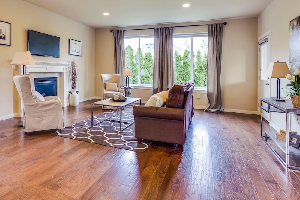 Beautifully restored timber floor in a living room
